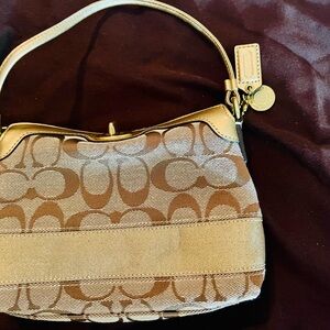 Coach Tan and Gold Mini Bag